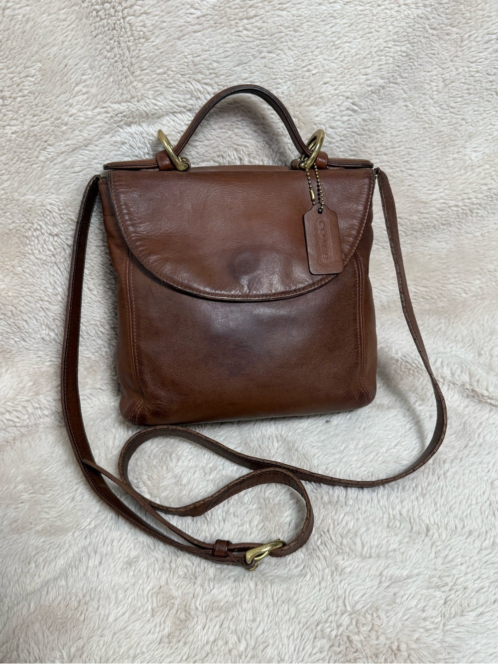 Coach Vintage 1996 Soho Legacy Handle Flap Crossbody Bag British Tan